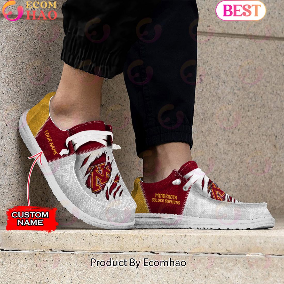 NCAA Minnesota Golden Gophers Custom Name Hey Dude Shoes