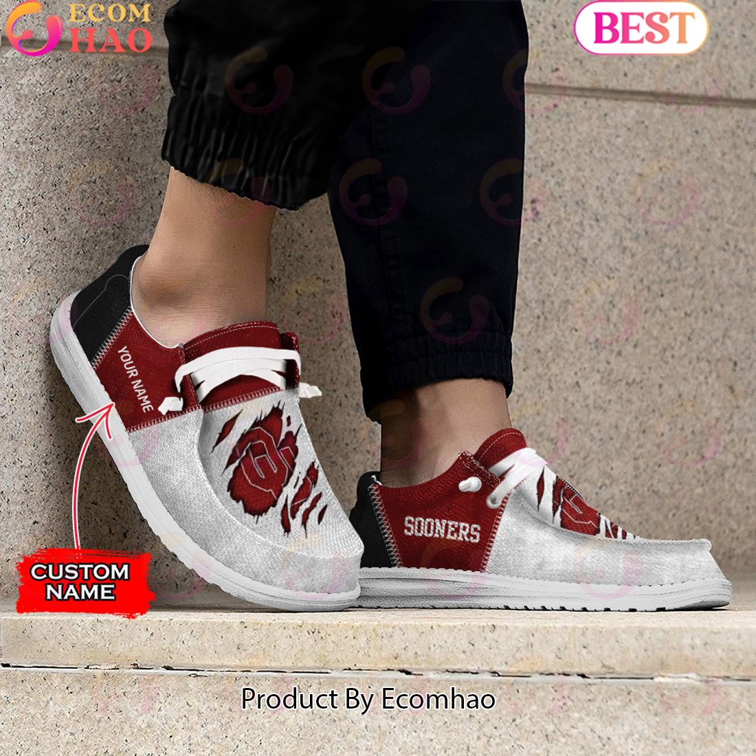 NCAA Oklahoma Sooners Custom Name Hey Dude Shoes