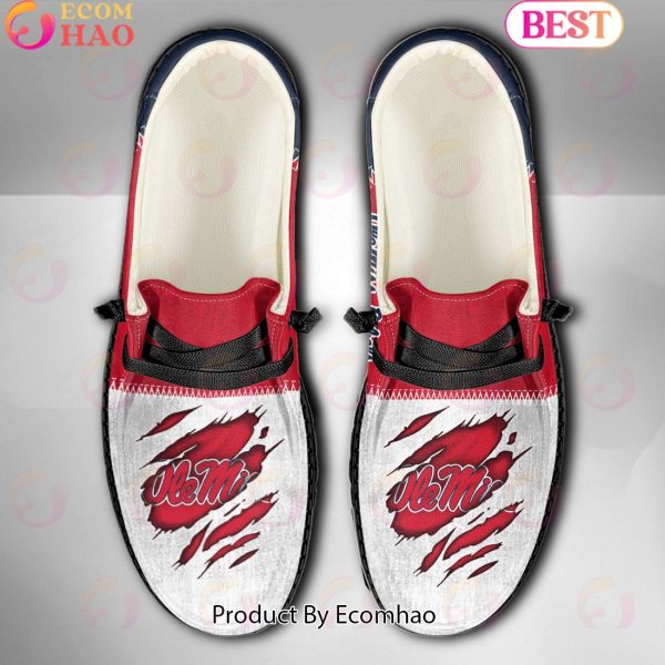 NCAA Ole Miss Rebels Custom Name Hey Dude Shoes