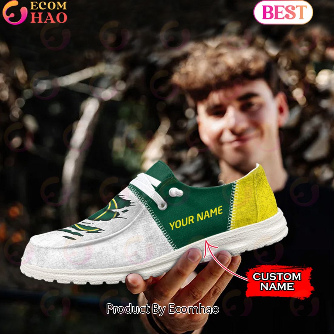 NCAA Oregon Ducks Custom Name Hey Dude Shoes