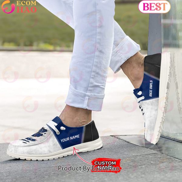 NCAA Rice Owls Custom Name Hey Dude Shoes