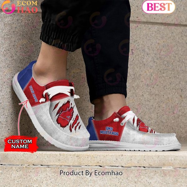 NCAA SMU Mustangs Custom Name Hey Dude Shoes