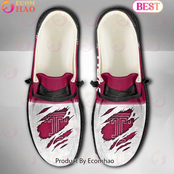 NCAA Temple Owls Custom Name Hey Dude Shoes
