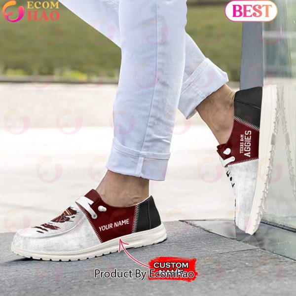 NCAA Texas A&M Aggies Custom Name Hey Dude Shoes