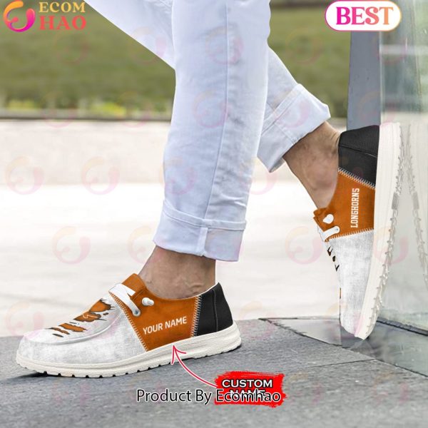 NCAA Texas Longhorns Custom Name Hey Dude Shoes