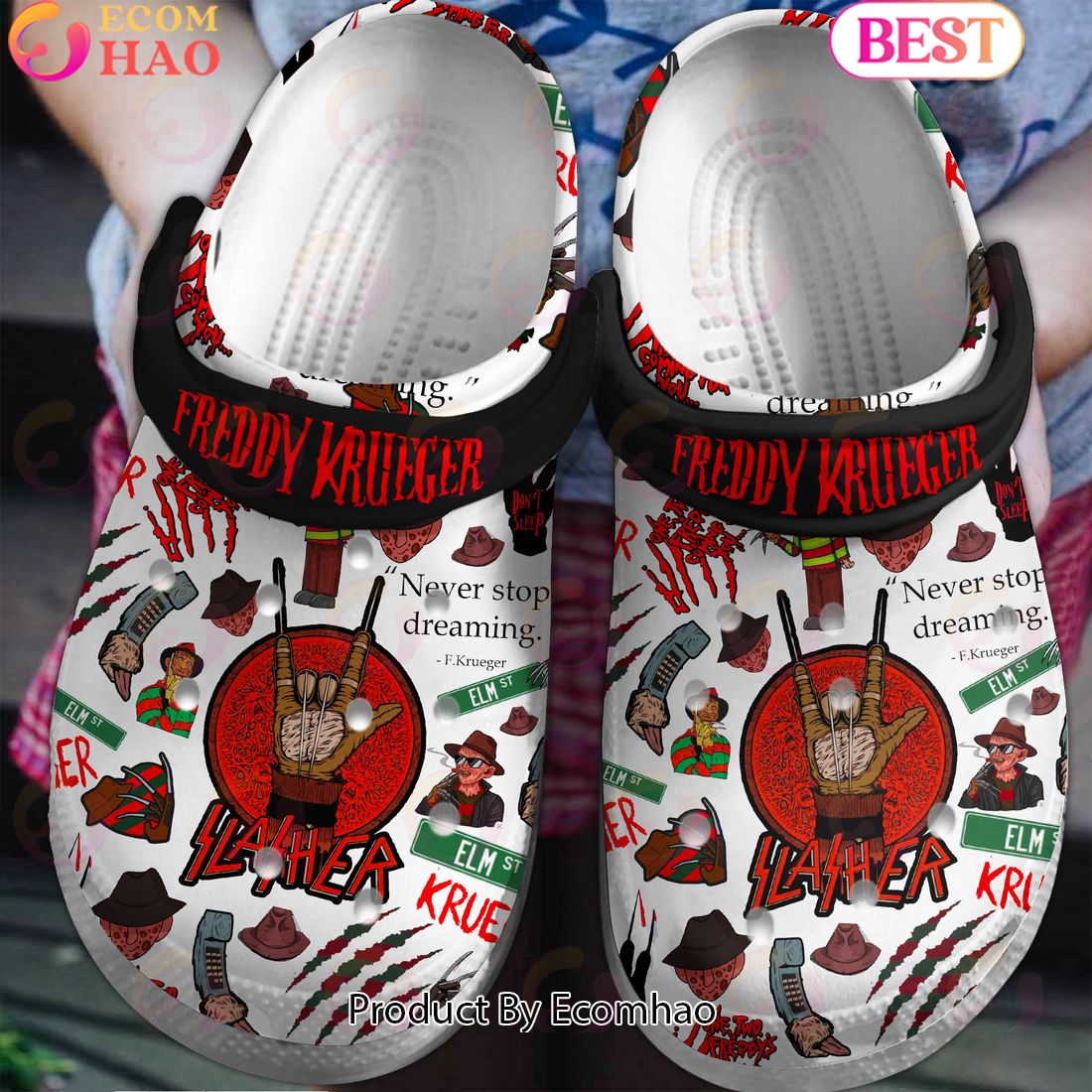 Freddy Krueger Slasher Never Stop Dreaming Clogs