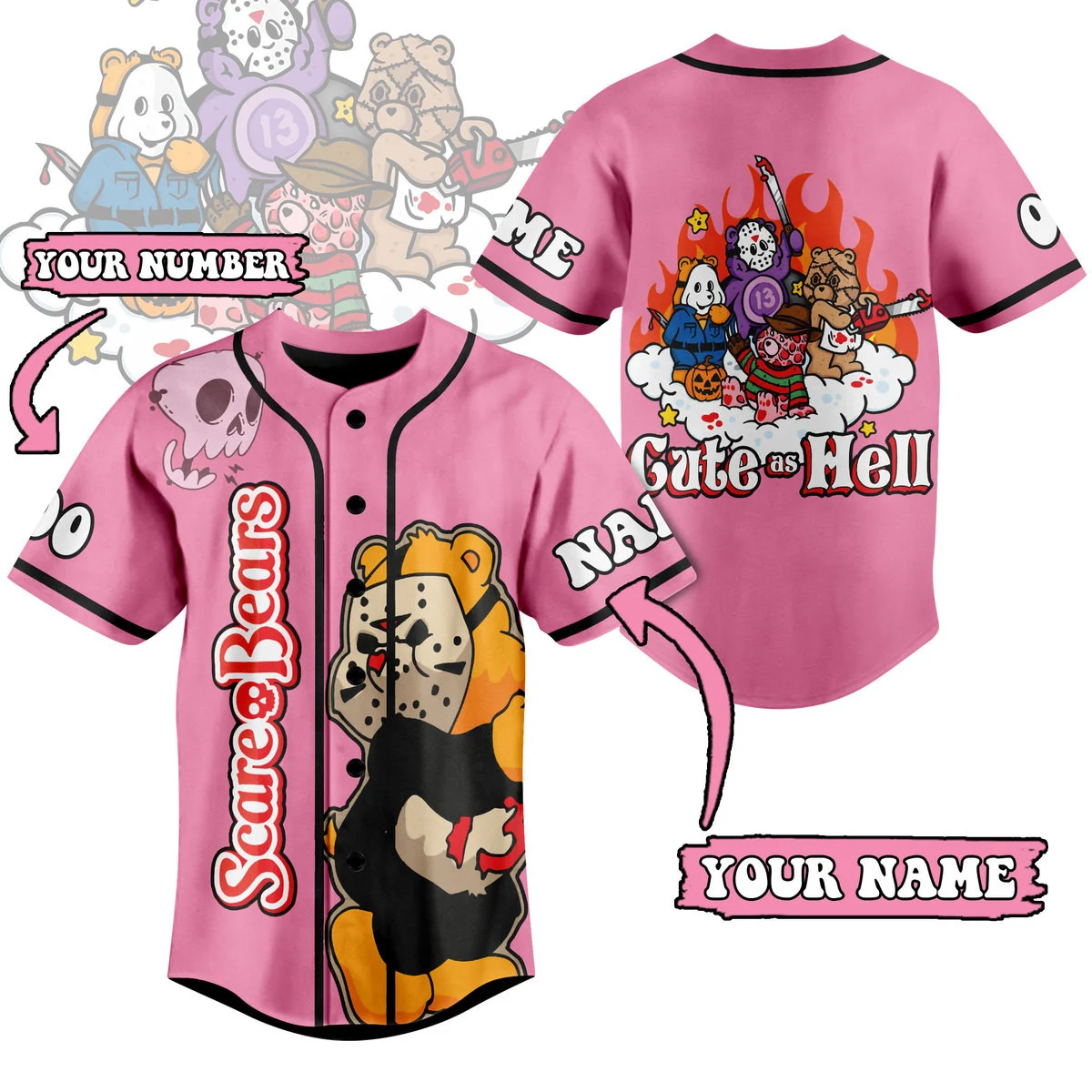 Personalized Scare Bears Gute As Hell Baseball Jersey