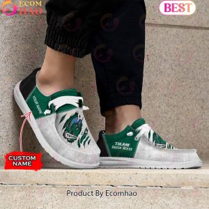 NCAA Tulane Green Wave Custom Name Hey Dude Shoes