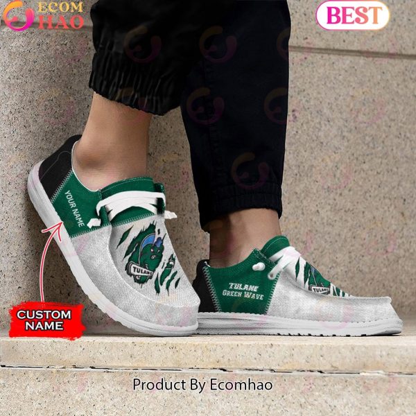 NCAA Tulane Green Wave Custom Name Hey Dude Shoes