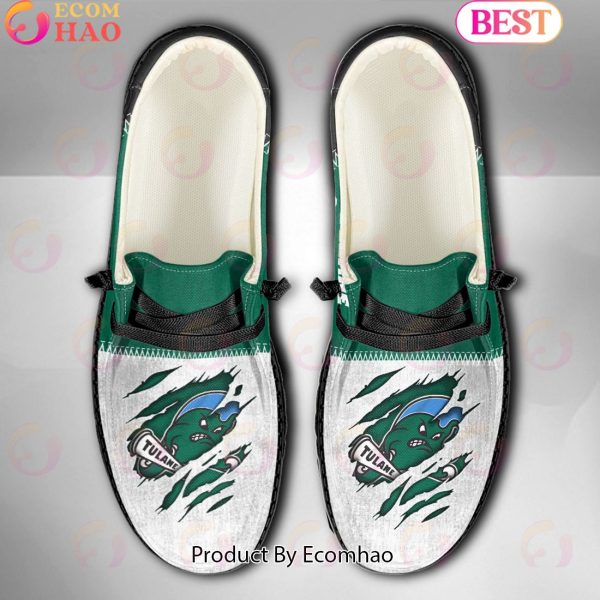 NCAA Tulane Green Wave Custom Name Hey Dude Shoes