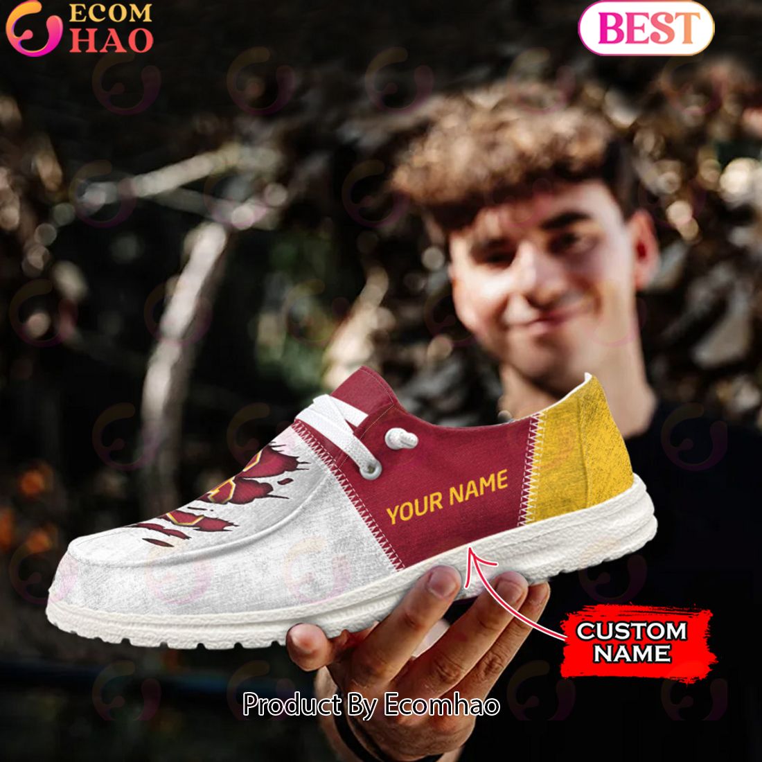 NCAA USC Trojans Custom Name Hey Dude Shoes