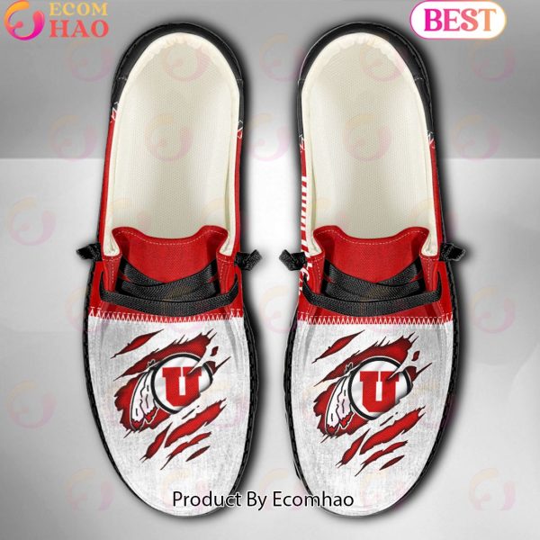 NCAA Utah Utes Custom Name Hey Dude Shoes