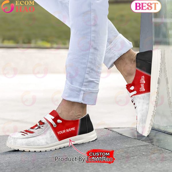 NCAA Utah Utes Custom Name Hey Dude Shoes
