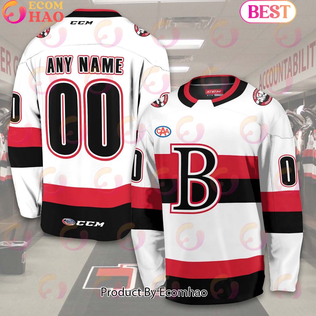 Personalized AHL Belleville Senators Men’s and Women Hockey Jersey 2023-2024