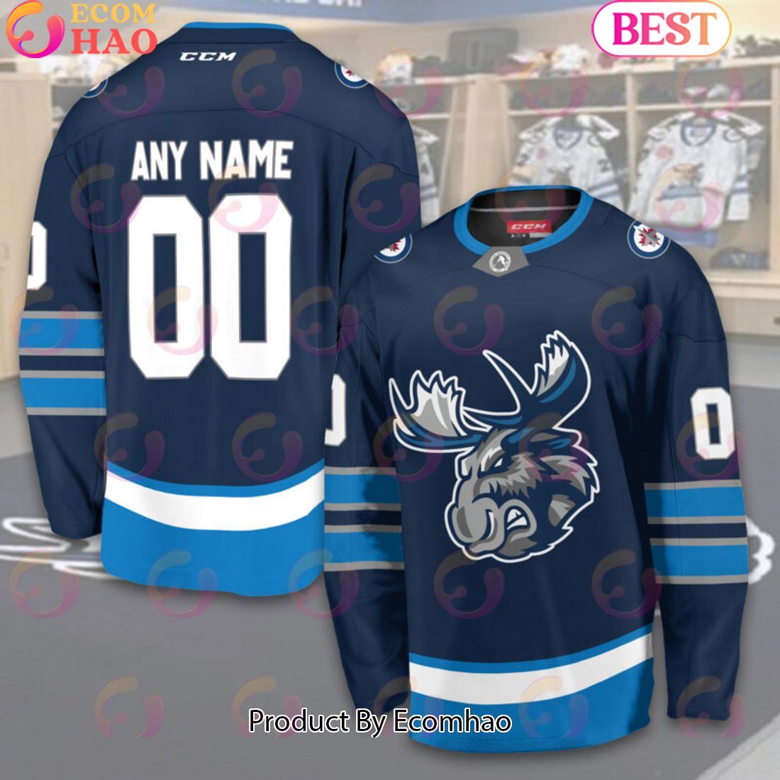 Personalized AHL Manitoba Moose Men’s and Women Hockey Jersey 2023-2024