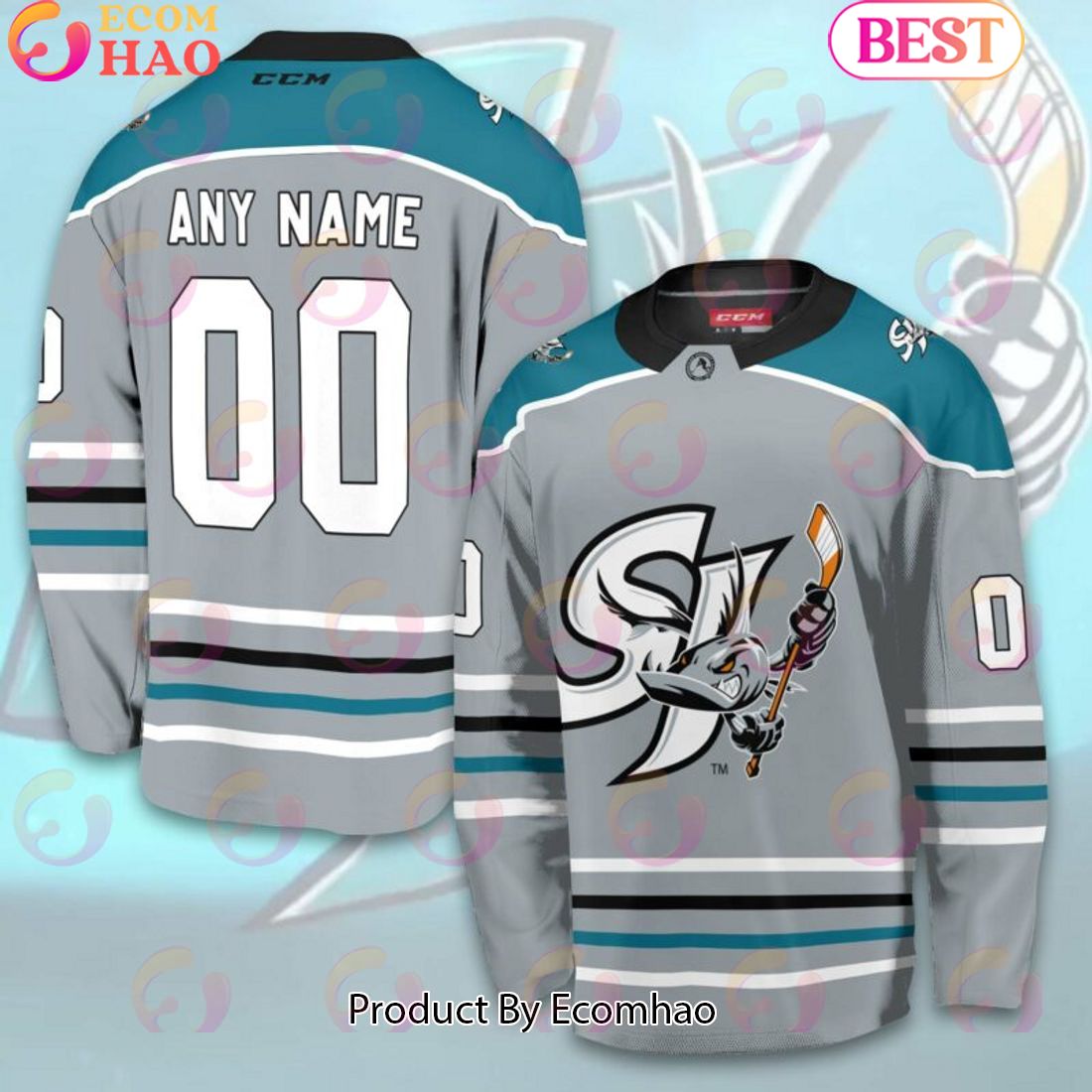 Personalized AHL San Jose Barracuda Men’s and Women Hockey Jersey 2023-2024