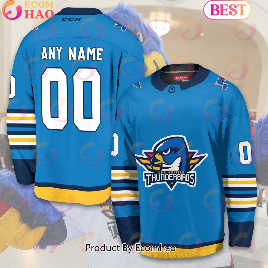 Personalized AHL Springfield Thunderbirds Men’s and Women Hockey Jersey 2023-2024