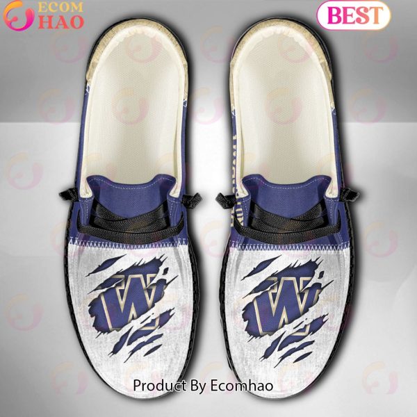 NCAA Washington Huskies Custom Name Hey Dude Shoes