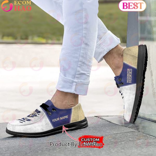 NCAA Washington Huskies Custom Name Hey Dude Shoes