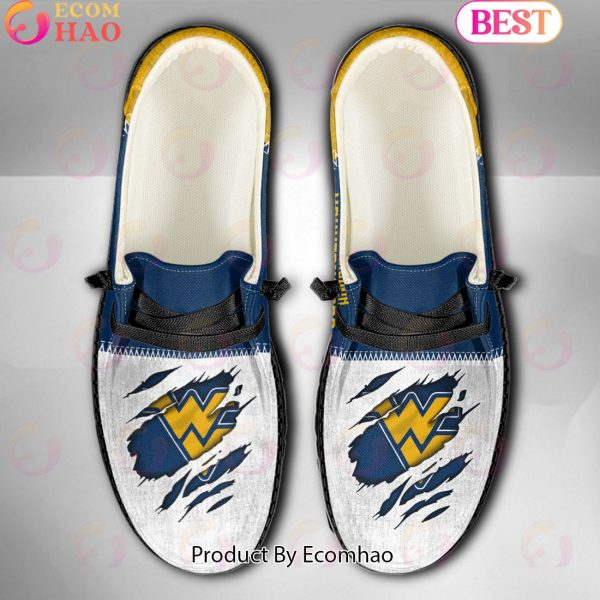 NCAA West Virginia Mountaineers Custom Name Hey Dude Shoes