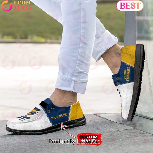 NCAA West Virginia Mountaineers Custom Name Hey Dude Shoes