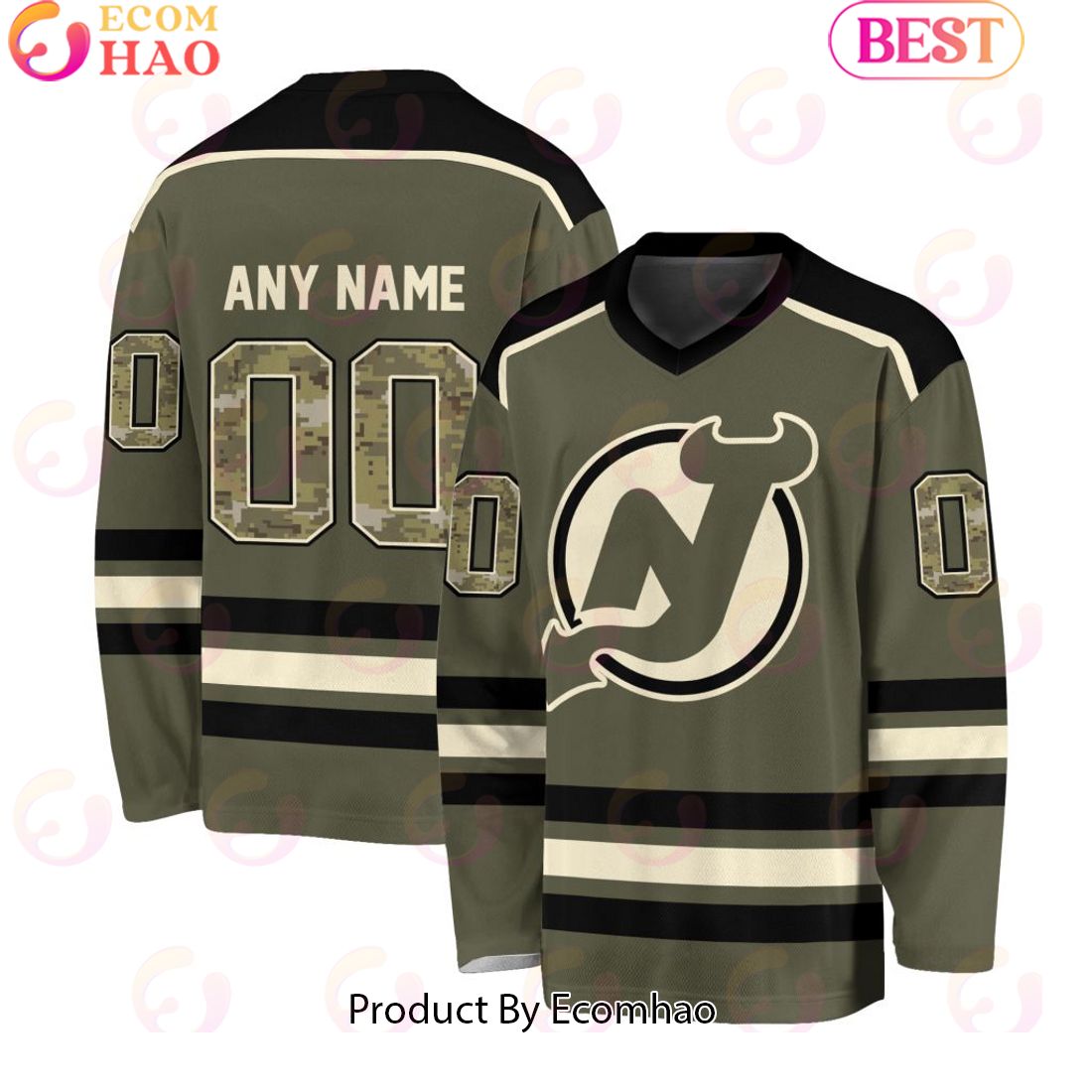 HOT NHL New Jersey Devils Special Camo Military Design Jeysey