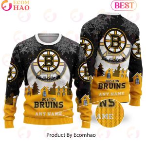 Custom Name NHL Boston Bruins Special Christmas Ugly Sweater Design