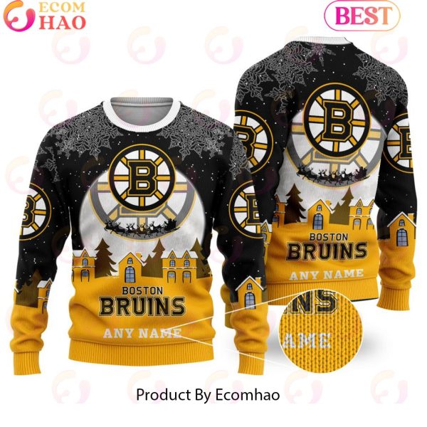 Custom Name NHL Boston Bruins Special Christmas Ugly Sweater Design