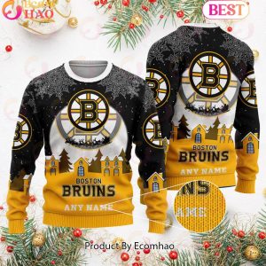 Custom Name NHL Boston Bruins Special Christmas Ugly Sweater Design