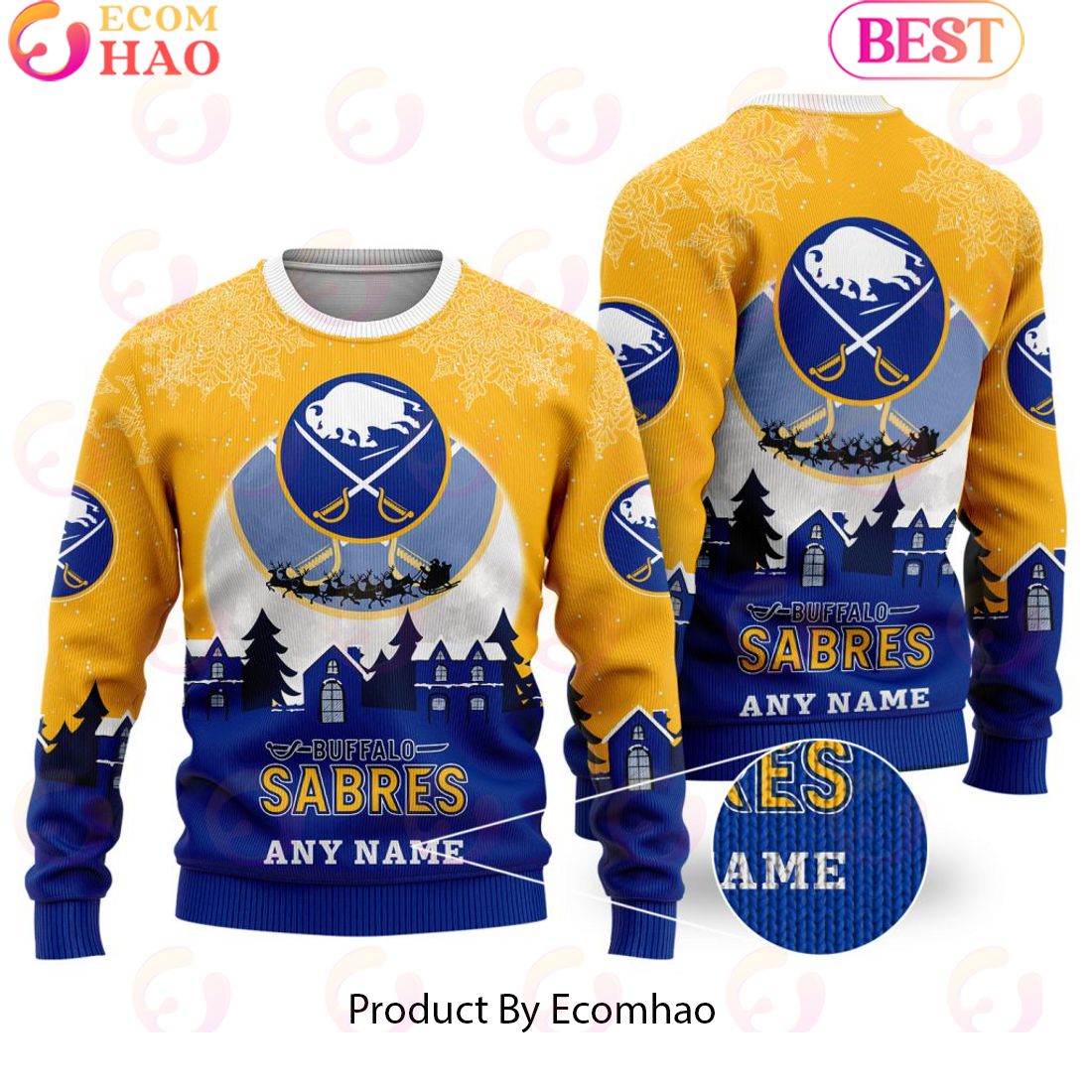 Custom Name NHL Buffalo Sabres Special Christmas Ugly Sweater Design