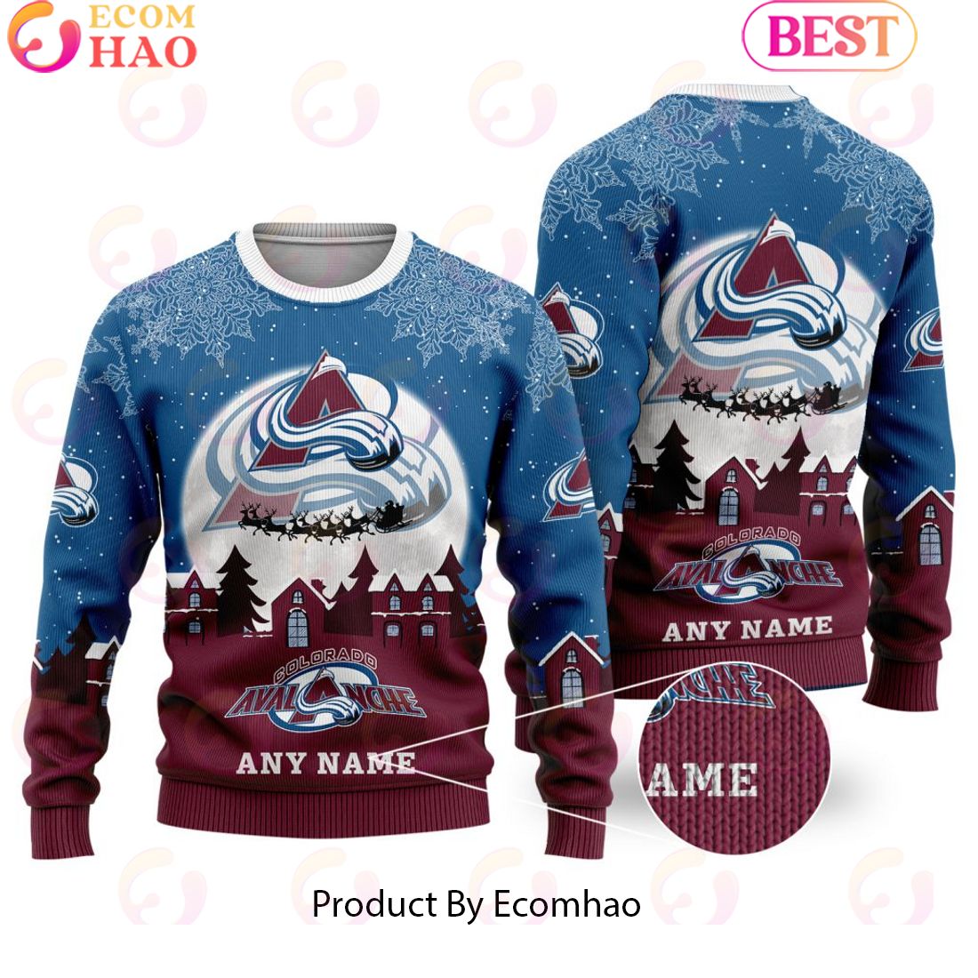 Custom Name NHL Colorado Avalanche Special Christmas Ugly Sweater Design