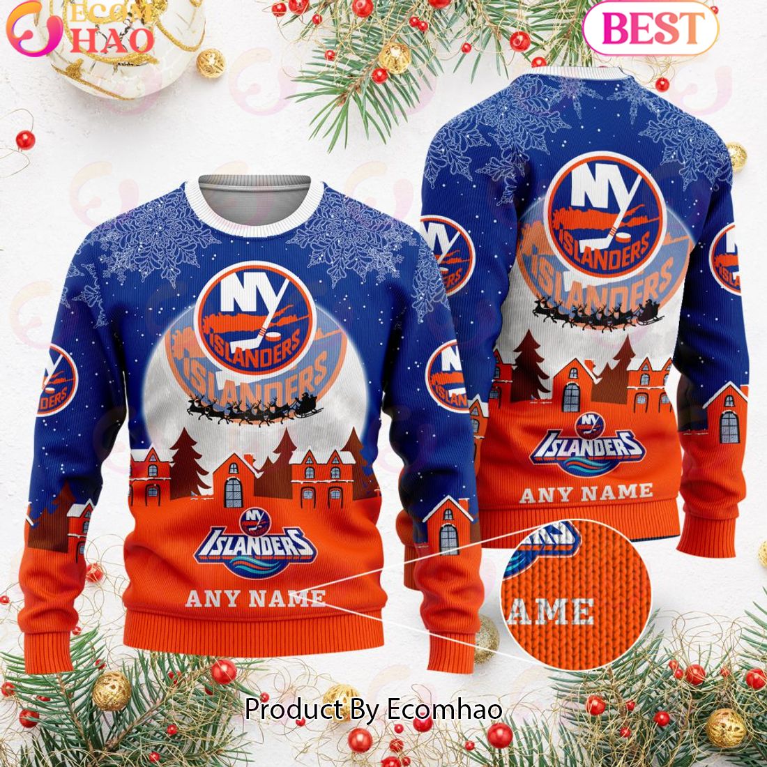 Custom Name NHL New York Islanders Special Christmas Ugly Sweater Design