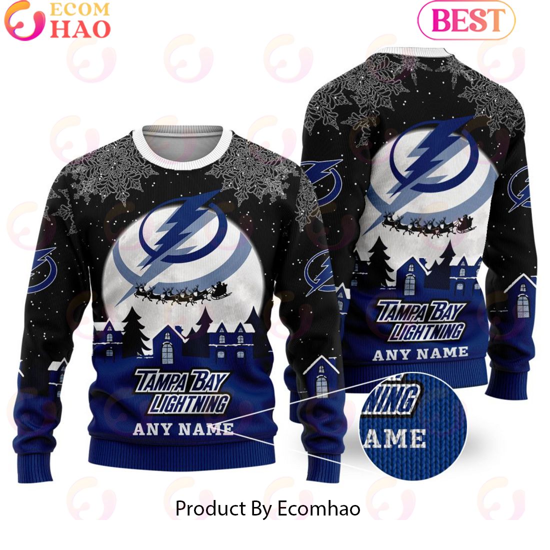 Custom Name NHL Tampa Bay Lightning Special Christmas Ugly Sweater Design