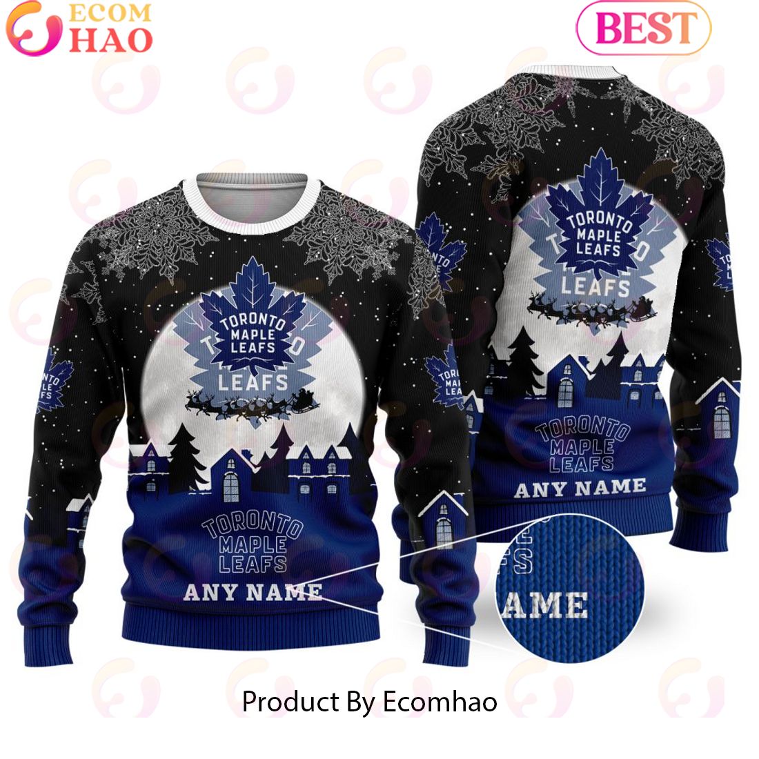 Custom Name NHL Toronto Maple Leafs Special Christmas Ugly Sweater Design