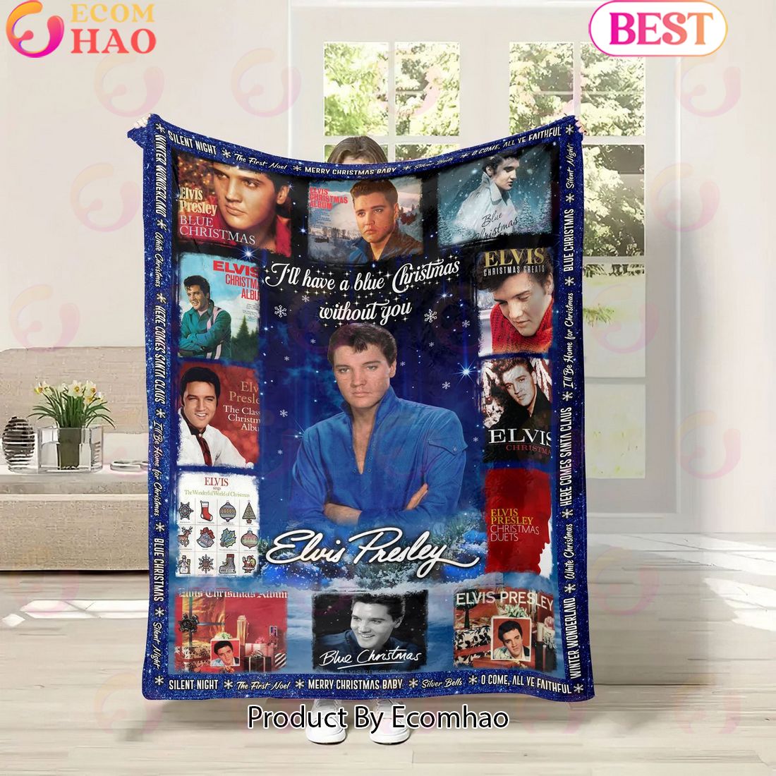 I’ll Have A Blue Christmas Without You Elvis Presley Fleece Blanket