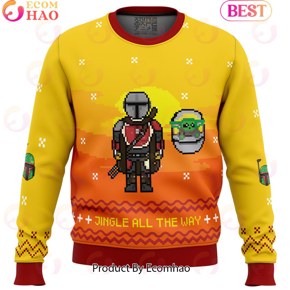 Jingle All The Way Mandalorian Ugly Christmas Sweater