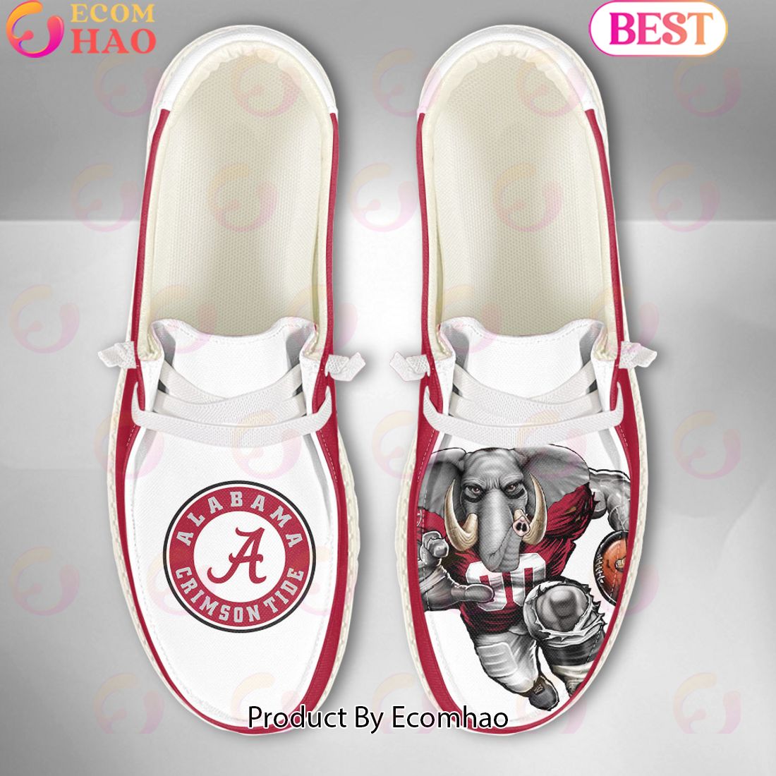 NCAA Alabama Crimson Tide Mascot Design Custom Name Hey Dude Shoes