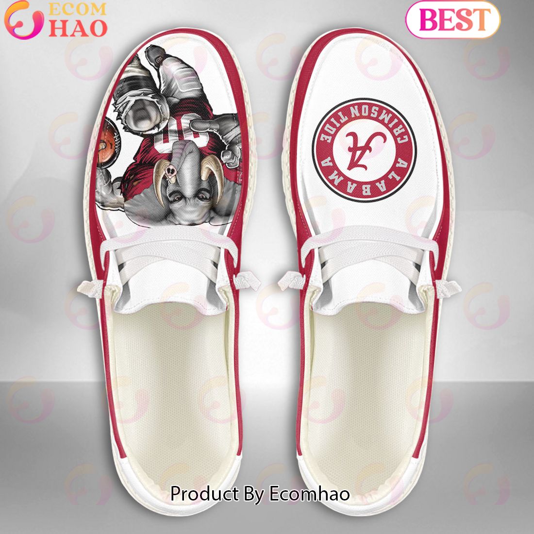 NCAA Alabama Crimson Tide Mascot Design Custom Name Hey Dude Shoes