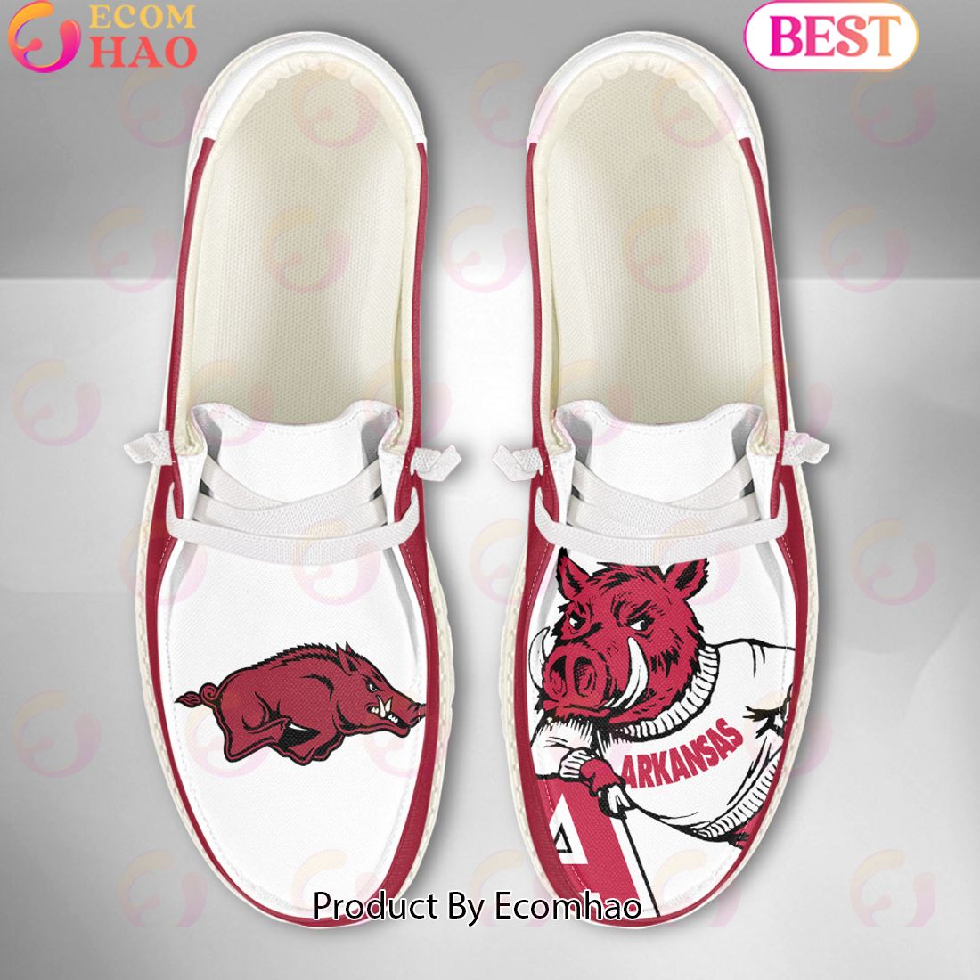 NCAA Arkansas Razorbacks Mascot Design Custom Name Hey Dude Shoes