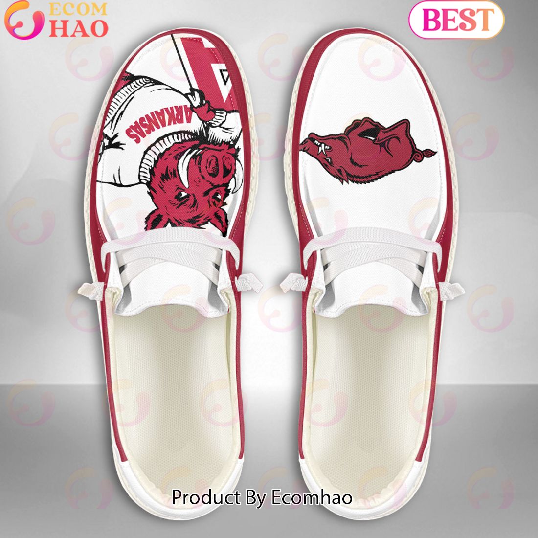 NCAA Arkansas Razorbacks Mascot Design Custom Name Hey Dude Shoes