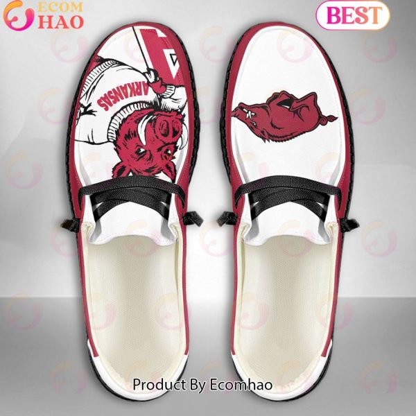 NCAA Arkansas Razorbacks Mascot Design Custom Name Hey Dude Shoes