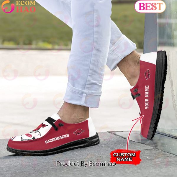 NCAA Arkansas Razorbacks Mascot Design Custom Name Hey Dude Shoes