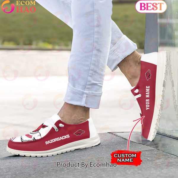 NCAA Arkansas Razorbacks Mascot Design Custom Name Hey Dude Shoes