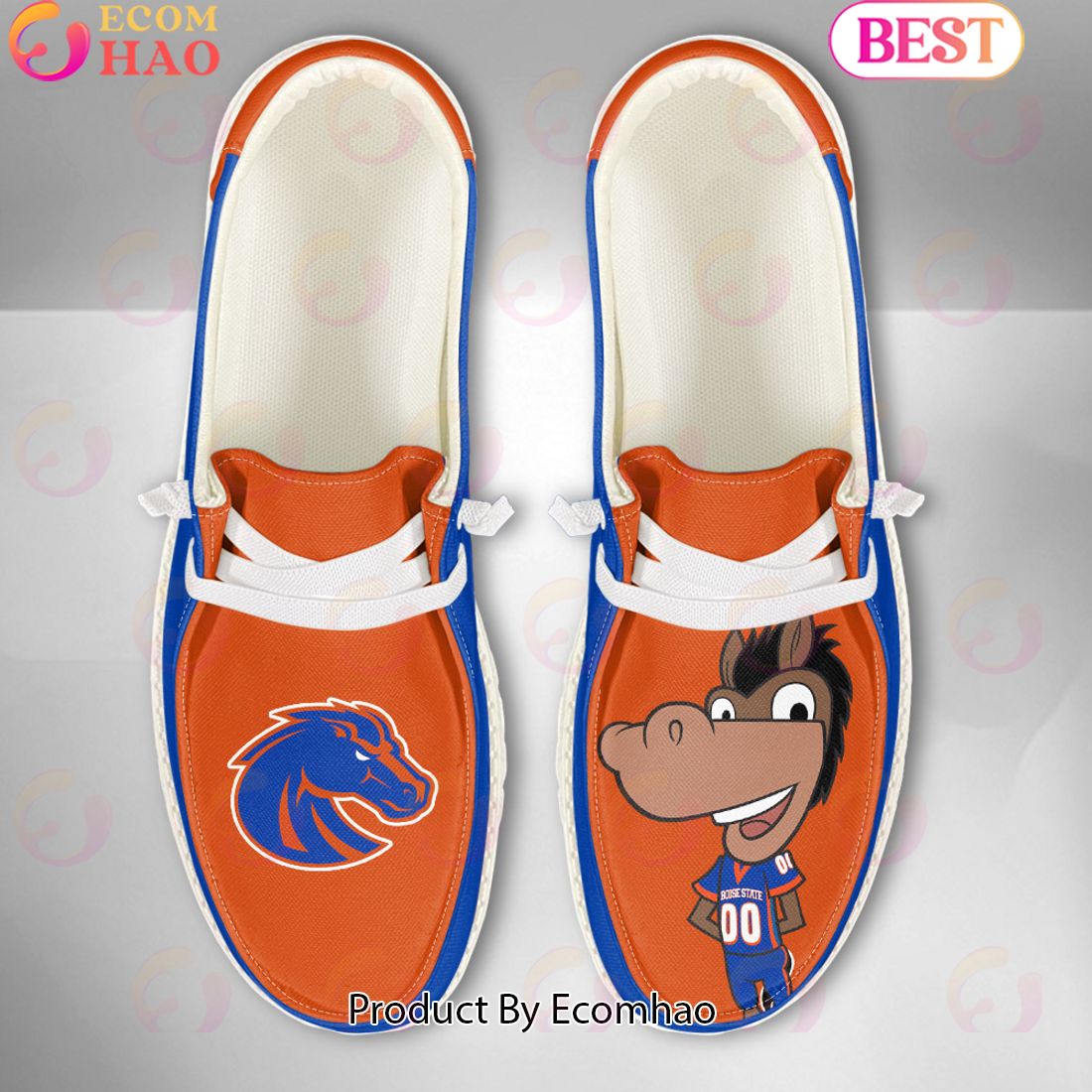 NCAA Boise State Broncos Mascot Design Custom Name Hey Dude Shoes