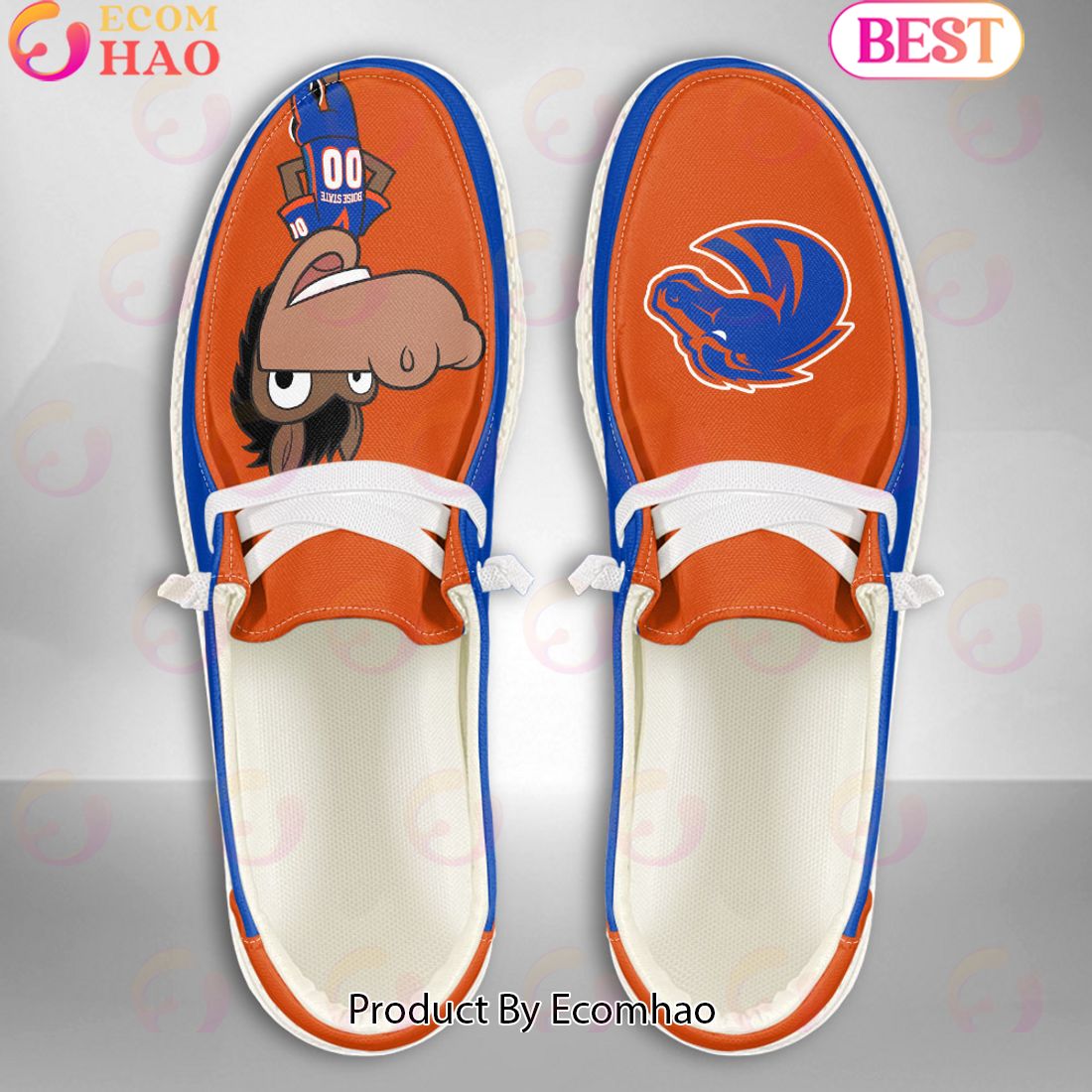 NCAA Boise State Broncos Mascot Design Custom Name Hey Dude Shoes