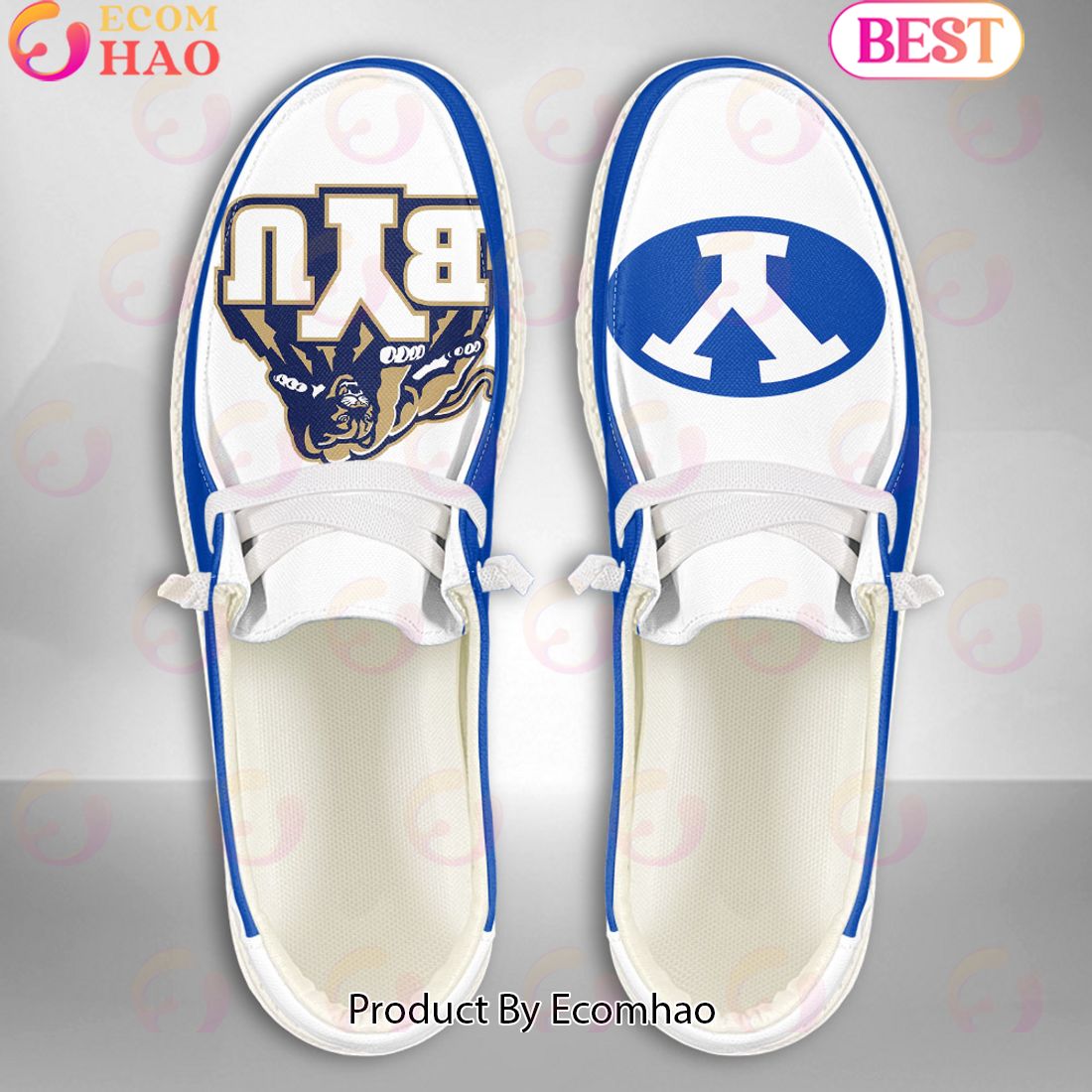 NCAA BYU Cougars Mascot Design Custom Name Hey Dude Shoes