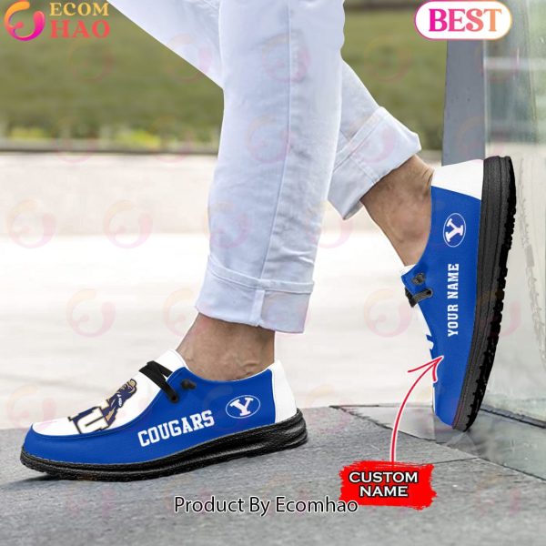NCAA BYU Cougars Mascot Design Custom Name Hey Dude Shoes