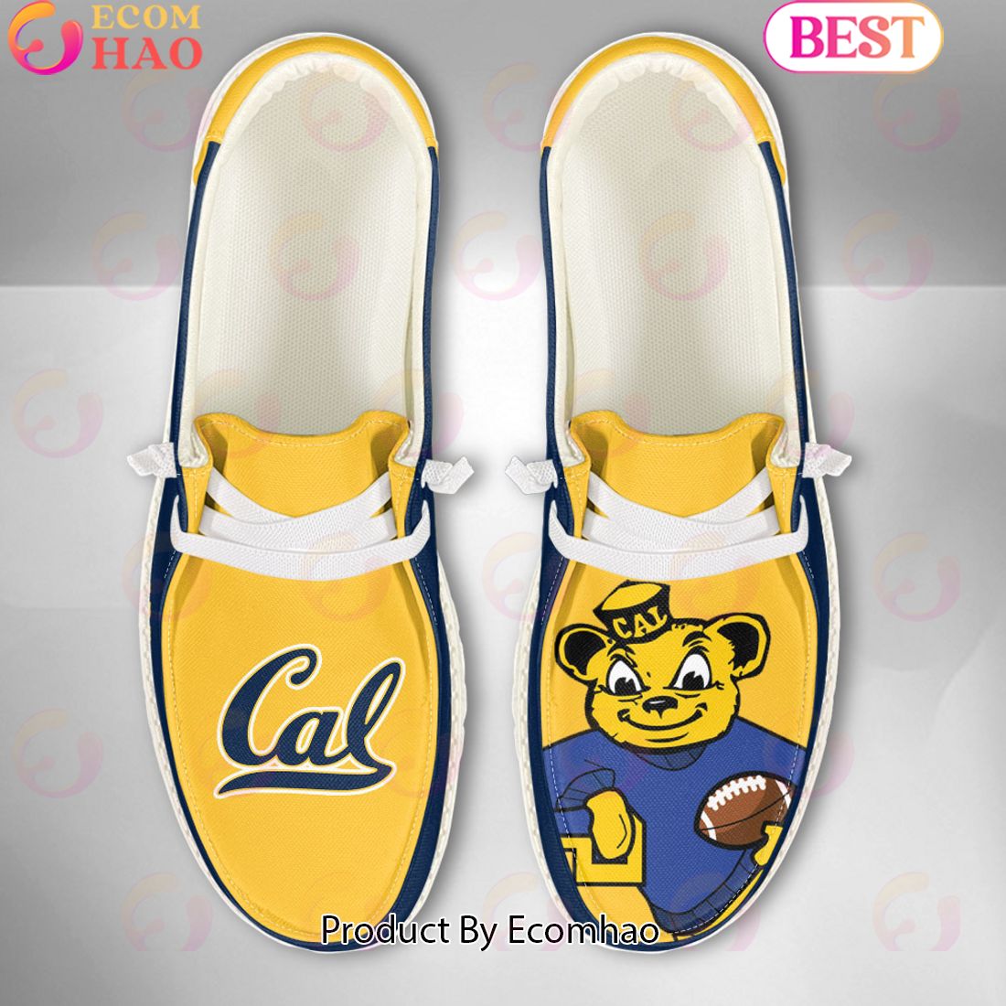 NCAA California Golden Bears Mascot Design Custom Name Hey Dude Shoes