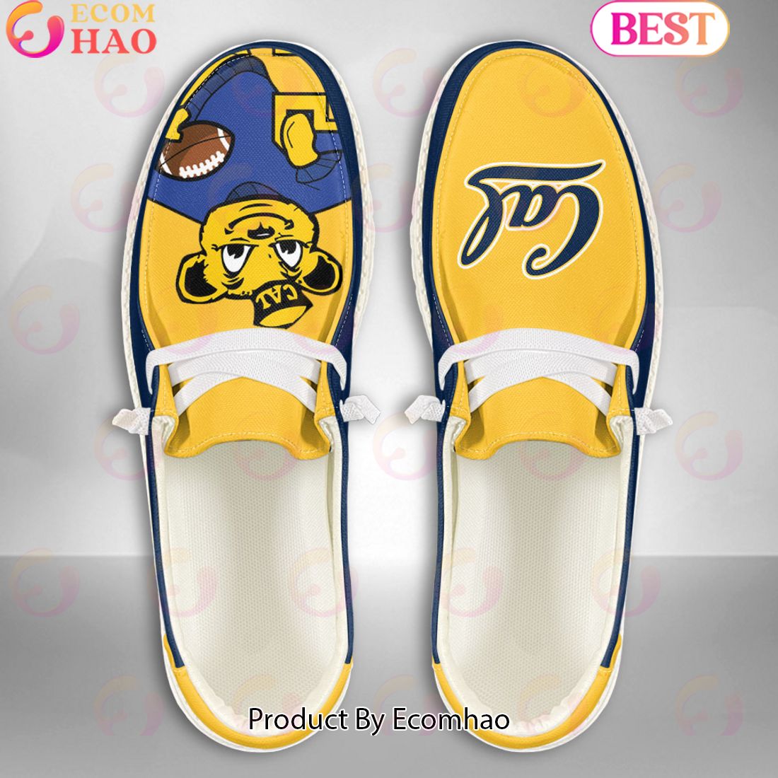 NCAA California Golden Bears Mascot Design Custom Name Hey Dude Shoes