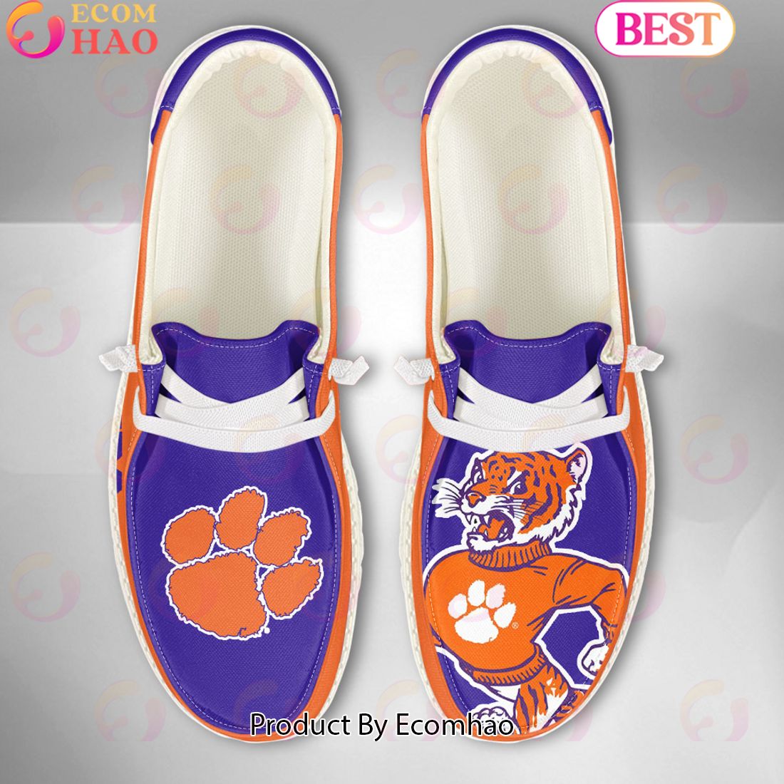 NCAA Clemson Tigers Mascot Design Custom Name Hey Dude Shoes